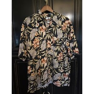 Modern Images 100% Silk Hawaiian Shirt, ‎ XL, SL Button Up,  Floral,  Beach,Vac